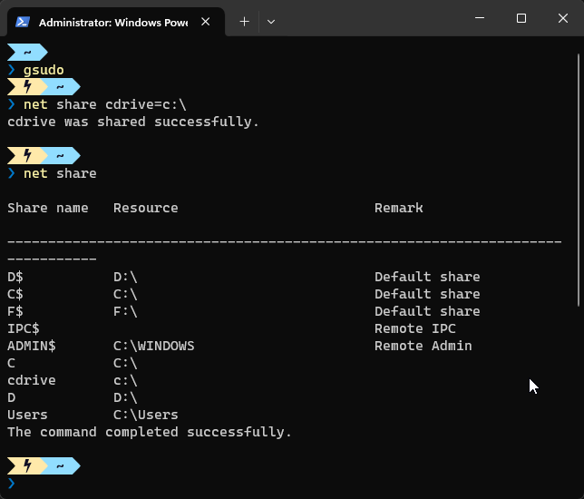 Net Share Command