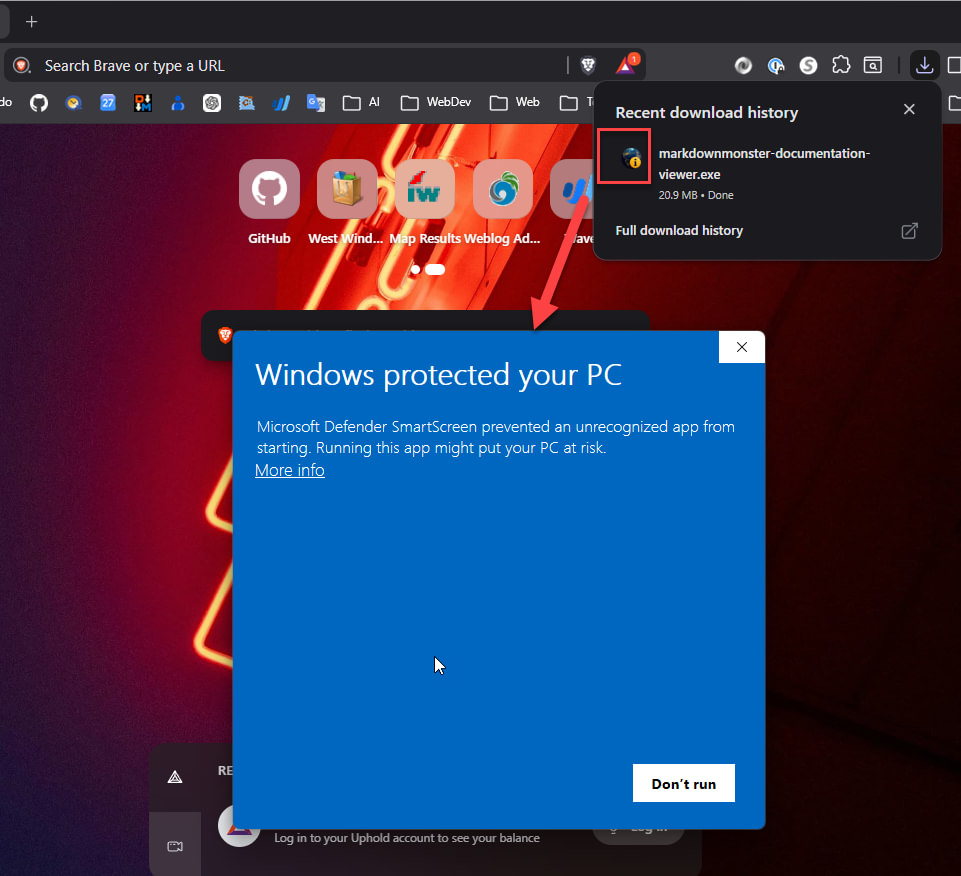 Windows SmartScreen pops up on Install from Download