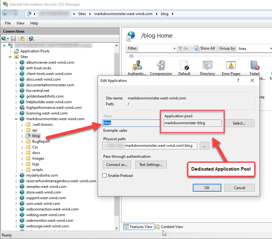 Dedicated Application Pool In IIS