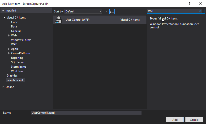 No WPF Form in New Item Dialog in Class Library Project