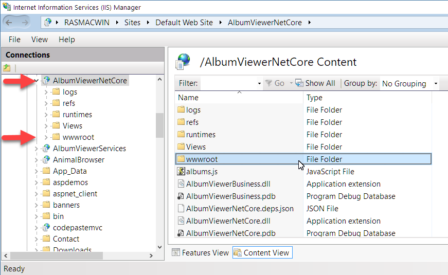 Asp.NET Core Content Root is not the Web Root