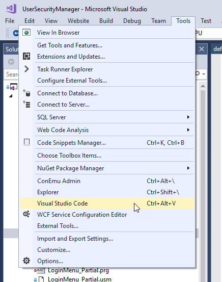 Tip: Open Visual Studio Code from Visual Studio as an External Tool - Rick  Strahl's Web Log