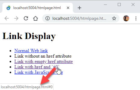 html for to execute link but not go to it