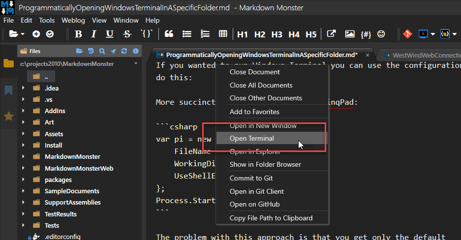 Терминал в папке. Терминал git для Windows. Open Terminal. Open in Windows Terminal что это. Markdown Monster.