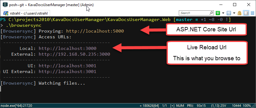Live Reloading Server And Client Side Asp Net Core Apps With Browsersync Rick Strahl S Web Log