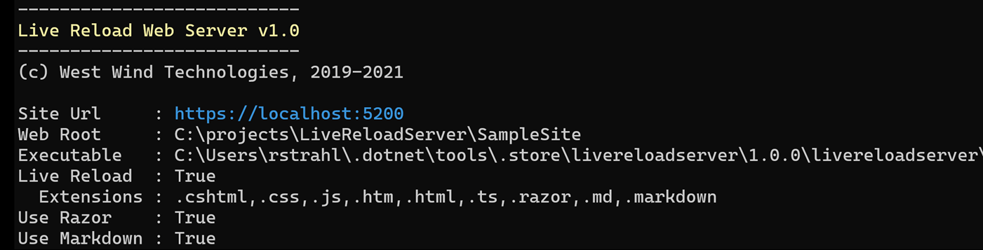 LiveReloadServer - A Generic Static Web Server with Live Reload based on .NET