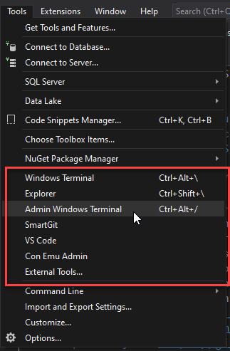 Tip: Create a Visual Studio Menu option to Open a Terminal (and other  things) - Rick Strahl's Web Log