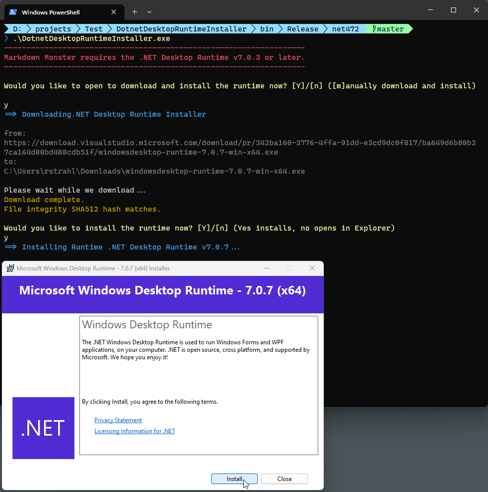for mac instal Microsoft .NET Desktop Runtime 7.0.11