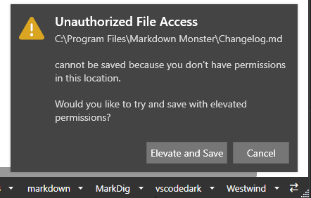 Elevated Save Notification