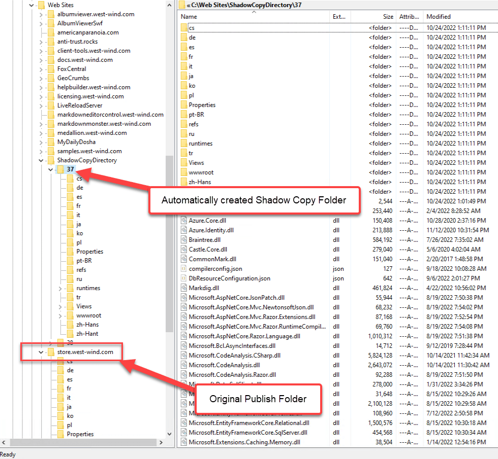 Shadow Copy folders exist in parallel to Deployment folder