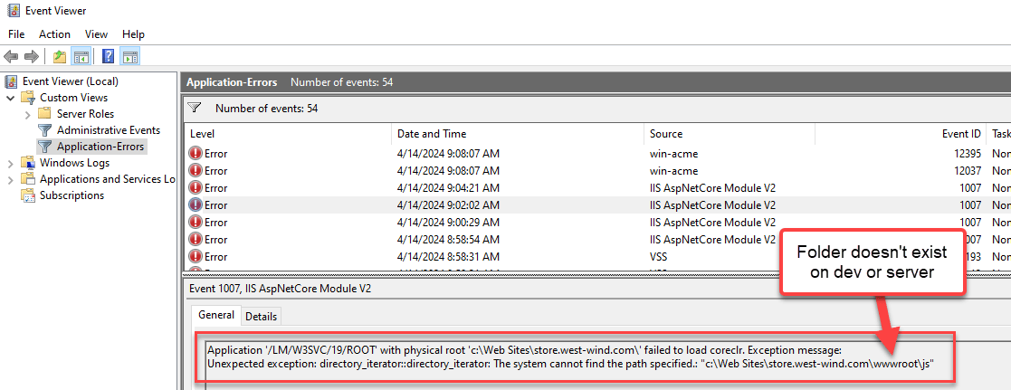 Acnm Missing Folders In Event Log