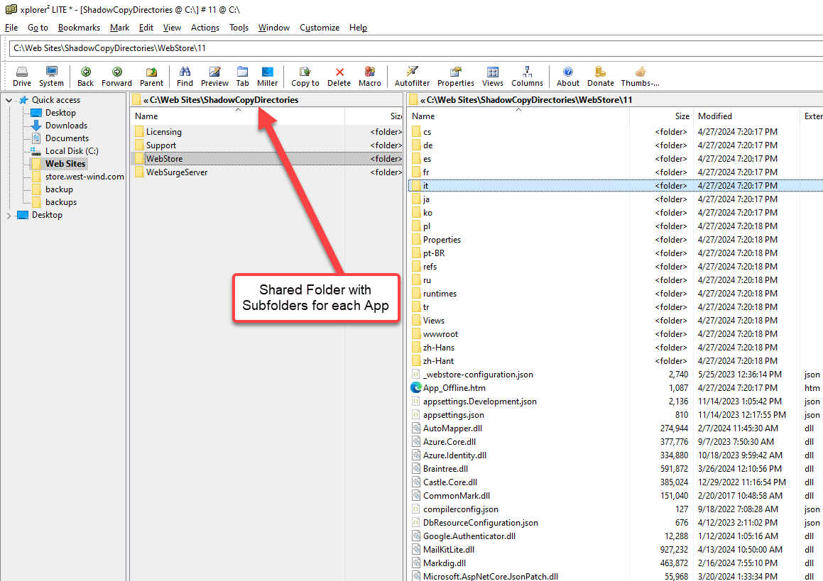 Shadow Copy Separated Folders
