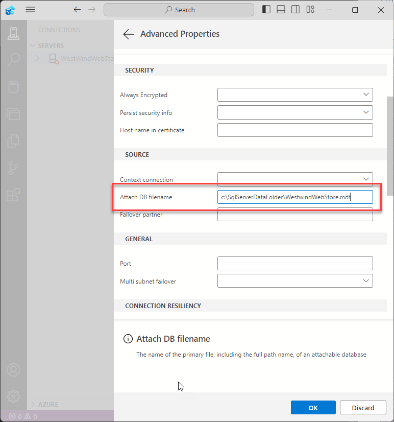 Azure Data Studio Connection2