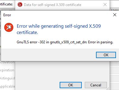 Filezilla Admin Self Signed Admin Certificate FAIL