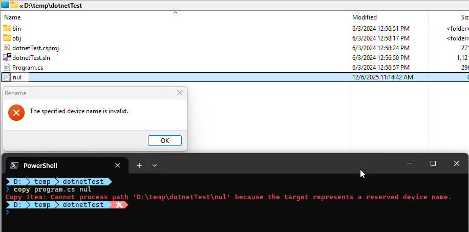 Nul Files Not Allowed In Windows