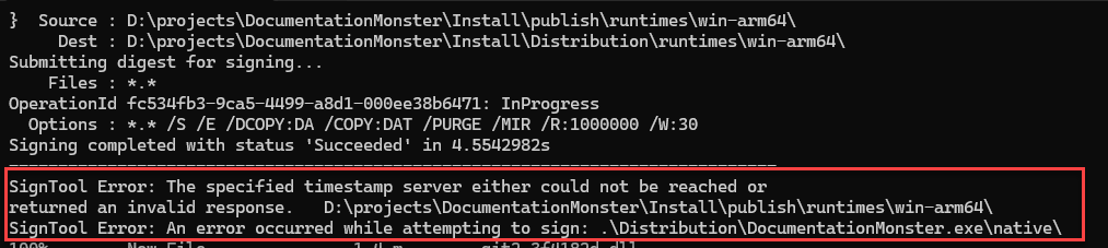 Signing Failed Banner