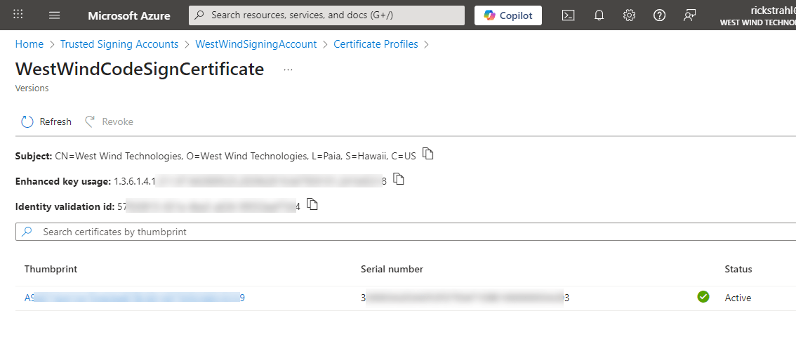 Signed Certificate In Profile