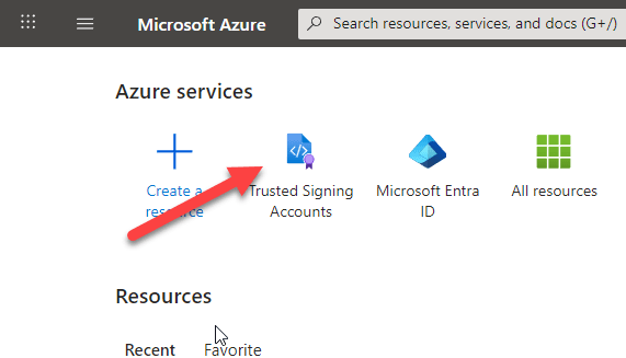Trusted Signing Account Button