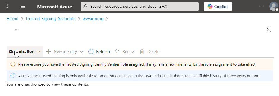 Trusted Signing Verifier Error