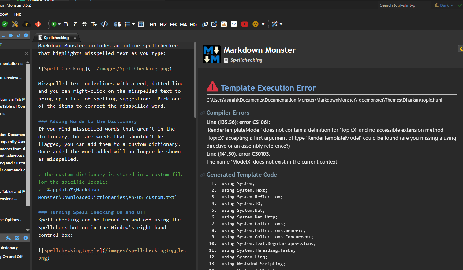 Display Error Messages